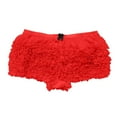 thumbnail image 4 of Women's Pants Ruffle Hem Lingerie Short Pettipants Lace Mini Low Rise Micro Skirt Red Womens Trousers M, 4 of 4