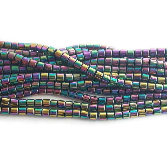 3x3mm Rainbow Spectrum Hematite Small Tube Beads Genuine Gemstone Natural Jewelry Making