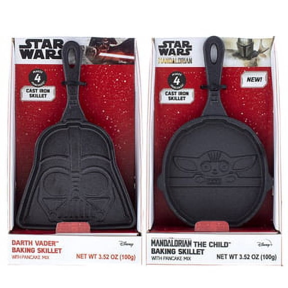 Galerie Candy Star Wars Darth Vader and Baby Yoda Pancake Skillets Cast Iron Black, 3.52 oz