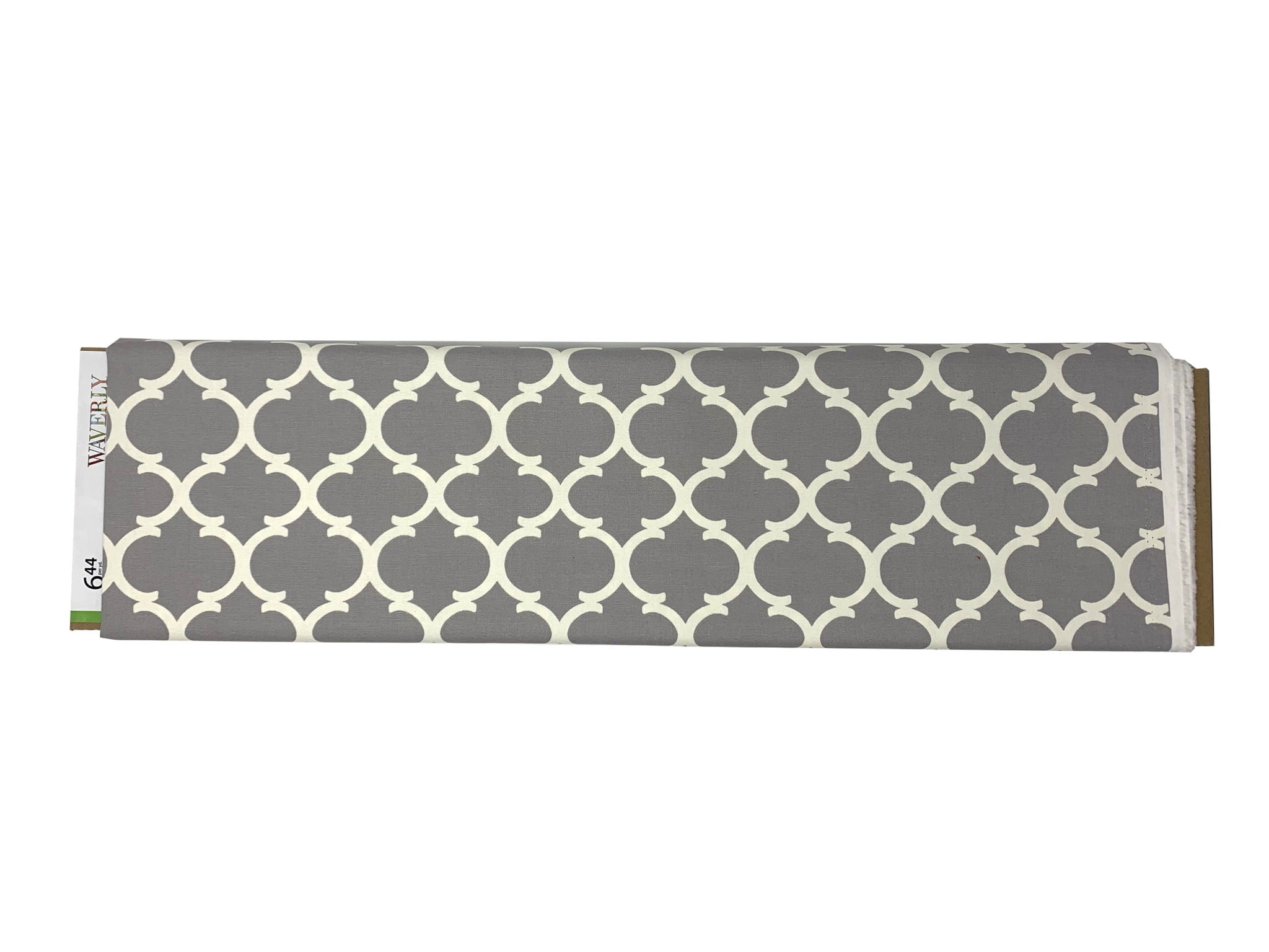 Waverly Inspirations 54' 100% Cotton Printed Ogee Curl Sewing & Crafting Fabrics, 8 yd By the Bolt, Gray and White