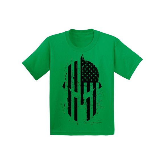 Awkward Styles Spartan Warrior Helmet T Shirt Tops for Kids American Flag Kids Shirts USA Patriotic T-shirts Novelty Graphic Shirt