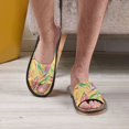 thumbnail image 4 of Unisex Travel Sandals House Slippers Includes Free Storage Bag for Hotel, Travel, Home Brightly Colored Feathers, 4 of 8