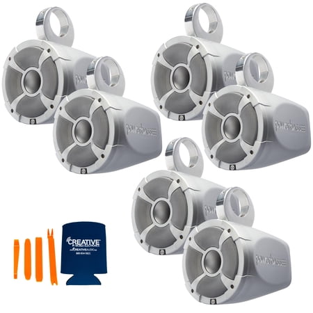 PowerBass - Three Pairs of XL-POD65 s 6.5 Marine Wake Board & UTV Roll Bar Speakers