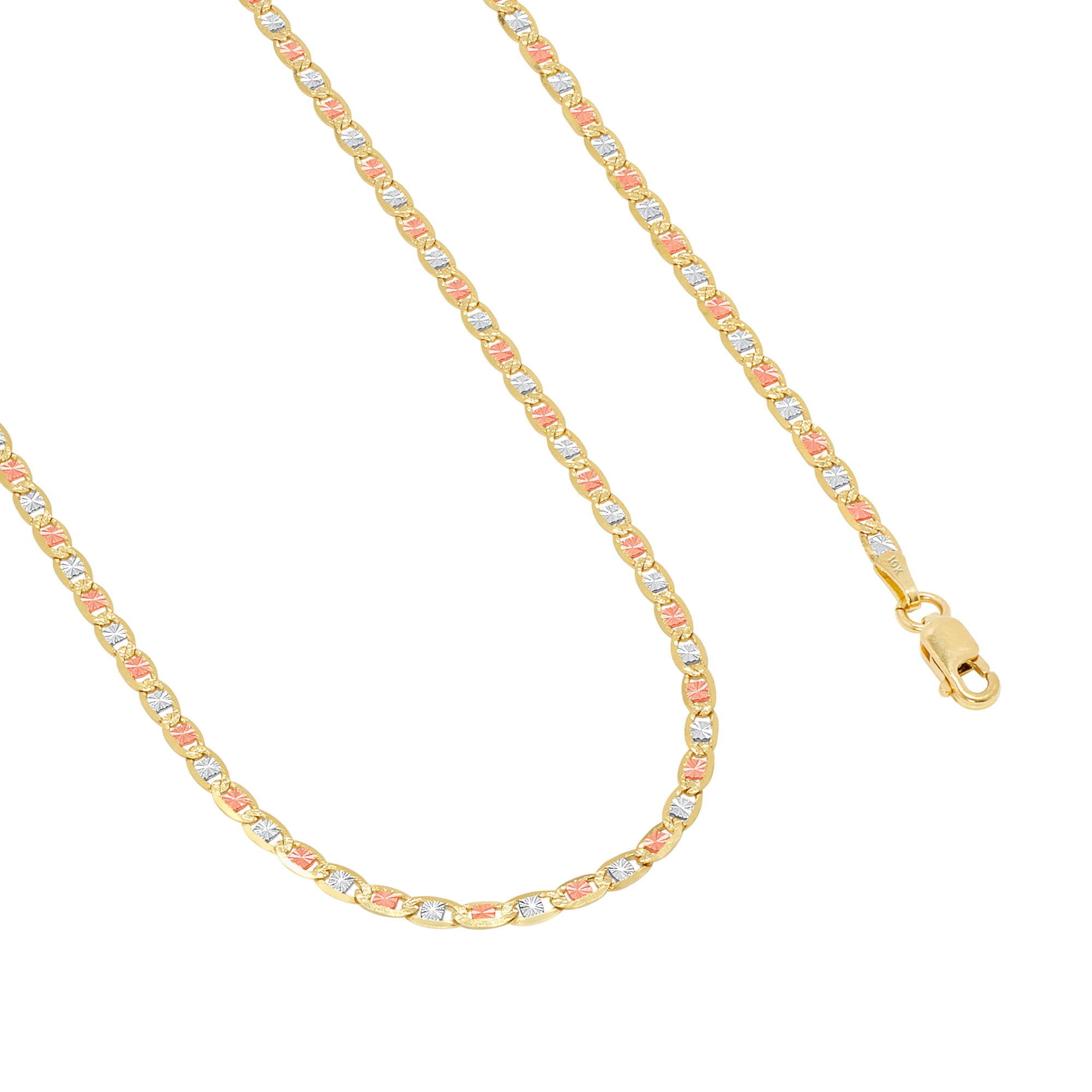 Nuragold 10k Real Yellow Rose White Gold Solid Valentina 2.5mm Anchor Link Chain Bracelet or Anklet (7"-9") Dainty Italian Jewelry for Women