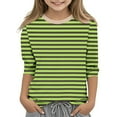 thumbnail image 2 of Shirts for Girls Teens Cute Girls Round Neck Blouse Girls Three Quarter Sleeve Top Striped Shirt Y2k Top for Girls 7-8, 2 of 5