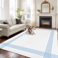 Blue Striped 5'x7' Rug for Living Room Sofa and Coffee Table Layout ...