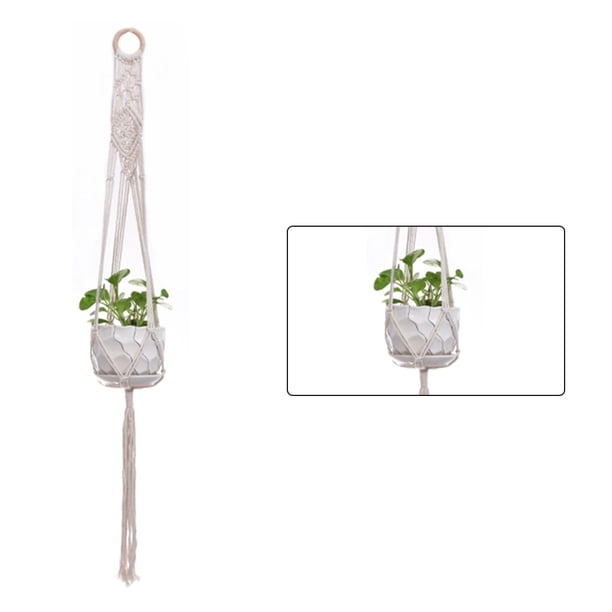 Yuarrent Cestas colgantes 100 hechas a mano, soporte para plantas, macramé, colgador de plantas, maceta para colgar en la pared interior, soporte para Jardín y Patio No.27 Yuarrent HA001777-27