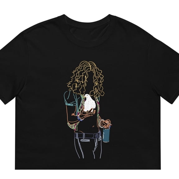 Robert Plant Black T-Shirt, Led Zeppelin Music Fans Original Art, Cool T Shirt, Unisex, Full Size