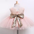 thumbnail image 3 of Robes de Princesse à Paillettes pour Filles Sans Manches Dos Ajouré Grand Nœud Robe Tutu en Tulle, 3 of 6