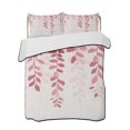 thumbnail image 2 of Pink Ombre Botanical Full Size Down Alternative Comforter, Lightweight Comforter Quilt Bedding Set with Pillow Shams Watercolor Pastoral Leaf Farmhouse All Seasons Bed Comforter Duvet Insert 78"x90", 2 of 7