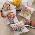 thumbnail image 4 of Floral Farmhouse Pillow Covers 20x20 Inch Set of 4 Vintage Tulip Daisy Peonies Flowers Decorative Spring Pillow Covers Outdoor Flower Pillow Cases Modern Linen Cushion Cover for Sofa, 4 of 6