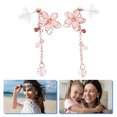thumbnail image 3 of 1 Paire de Boucles d'Oreilles Goutte à Goutte en Résine Fleur de Cerisier (Rose), 3 of 8