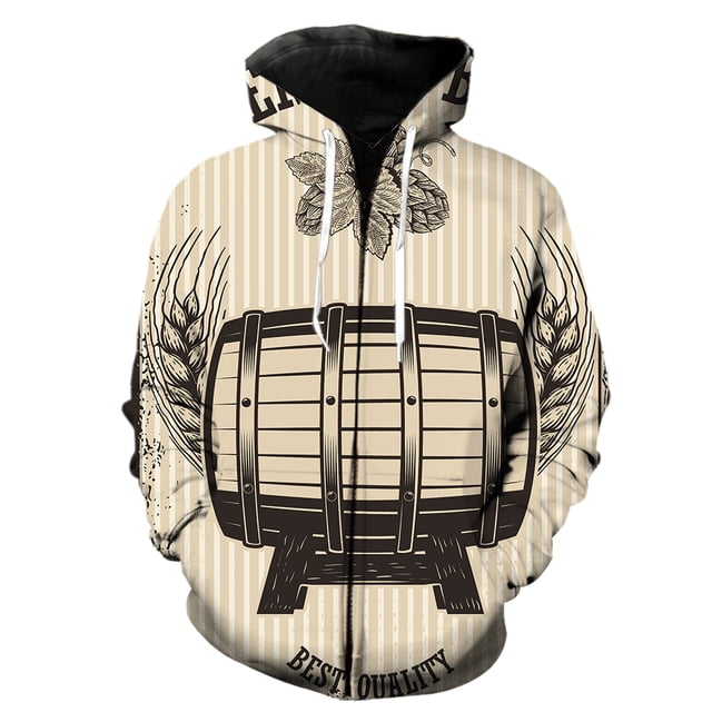 Sudadera con capucha y cremallera para hombre, diseño de festival de cerveza de dibujos animados, camisetas de moda con estampado 3D, manga larga, gran oferta 2024, ropa de calle divertida, Harajuku,