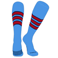 thumbnail image 1 of PEAR SOX Striped OTC Baseball, Softball, Football Socks (C) Sky Blue, Navy, Red (S), 1 of 3