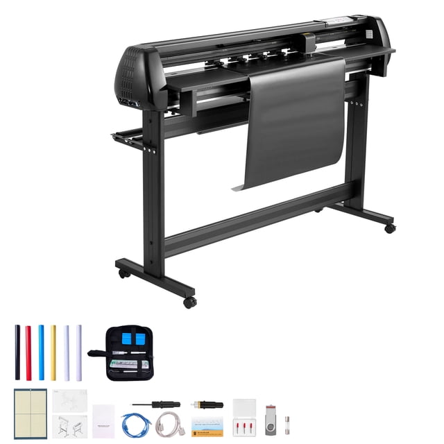KFFKFF Machine de Découpe de Vinyle, Largeur d'Alimentation Max. 53 Pouces, Lames Doubles, Force et Vitesse Réglables, Écran LED, Traceur de Vinyle Découpe Imprimante Ensemble