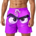 thumbnail image 3 of ibiyuan Cute 3d Cartoon Face Men Swim Trunks 5 Inch Elastic Waist Mens Bathing Suit Funny Drawstring Waist Beach Swimwear Outdoor Beach Vacation Shorts, 3 of 5