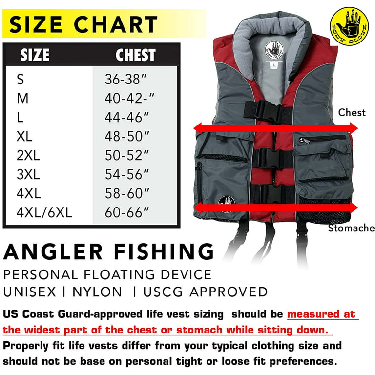 Body Glove Angler unisex Adult Fishing PFD Life Jacket USCG Approved, Red, Size: Medium