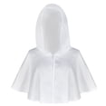 thumbnail image 2 of Rggeeun Adults Cape Solid Color Hooded Short Sleeve Cropped Open Front Smooth Lightweight for Halloween Everyday Use Basic Capes,White,One Size, 2 of 4