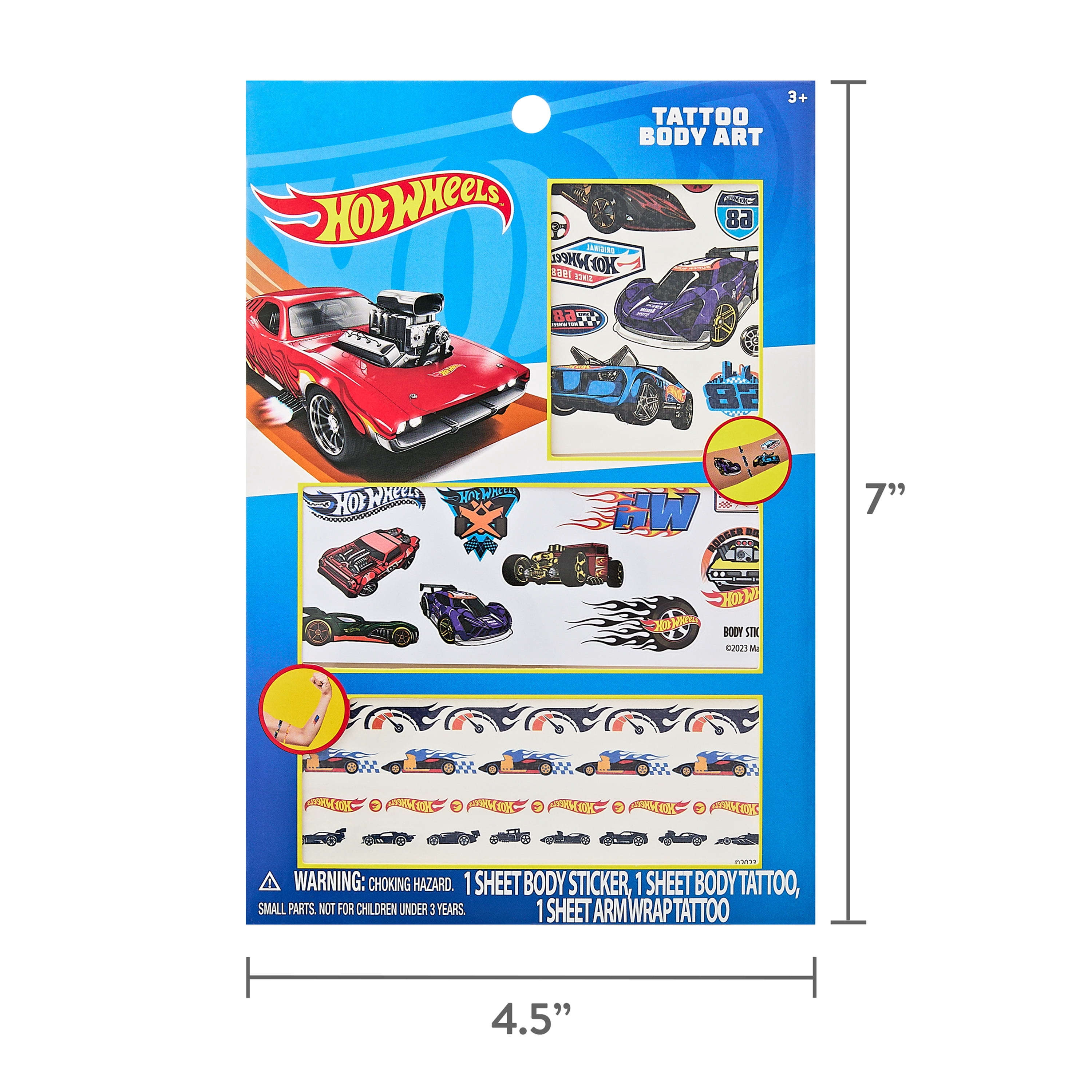 Hot Wheels Body Tattoo Sheet