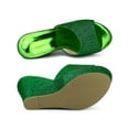 thumbnail image 4 of BLISSFUL STEP Women Glitter Platform Slip on Wedge Heels Sandals Green 6.5, 4 of 6