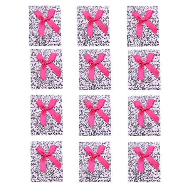 12pcs Bowknot Display Jewelry Collar Pendientes Caja de cartón - Negro, as Rosa roja Sunnimix Caja de joyería de papel de cartón