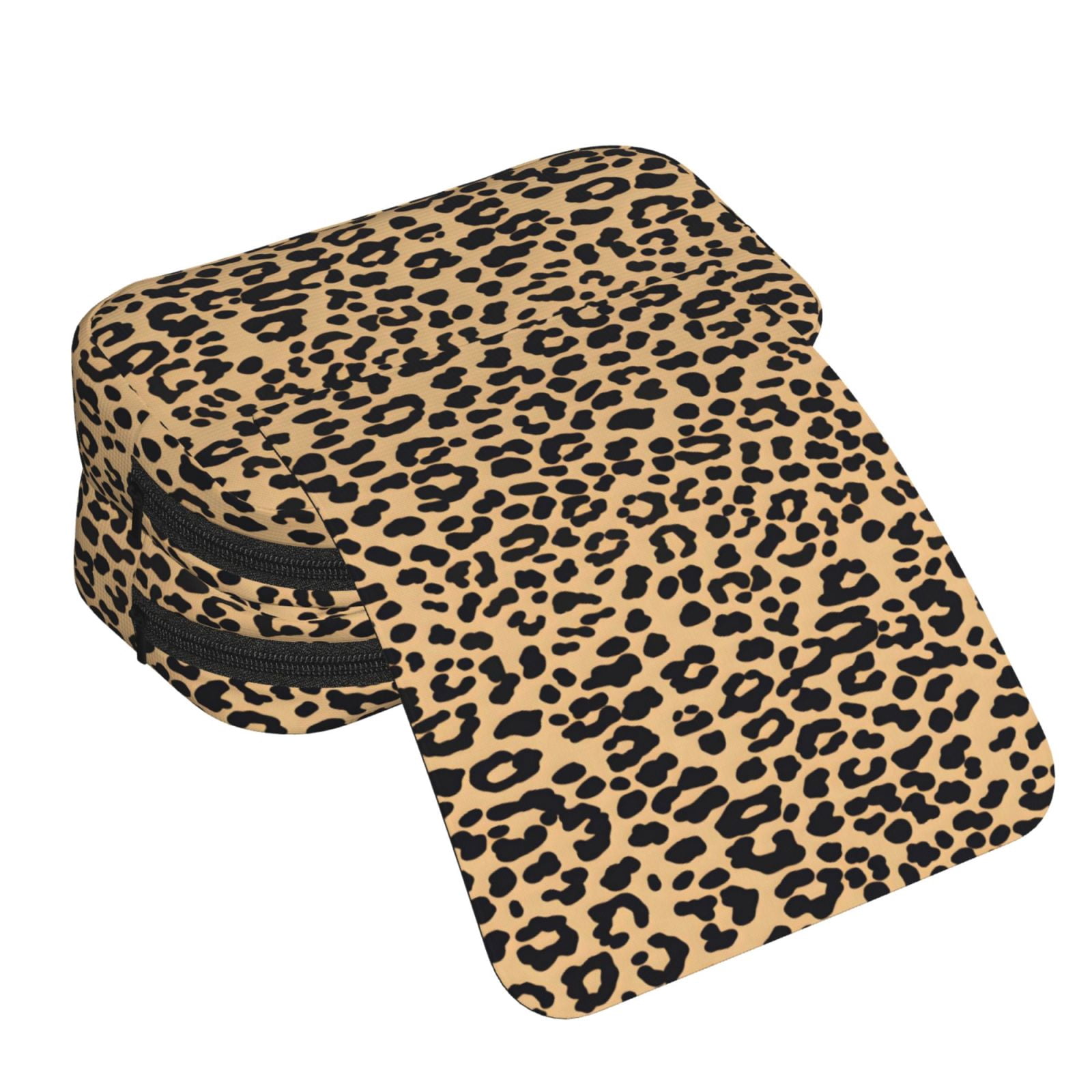 Large-Capacity Flip-Top Double-Layer Pencil Case, Multi-Functional Pocket Pen Case, Durable Stationery Organizer Leopard Print Pattern Background_3