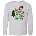thumbnail image 3 of Inktastic Santa is Promoting Me to Big Brother Green Plaid Tree Long Sleeve Youth T-Shirt, 3 of 5