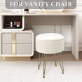 thumbnail image 4 of DEELLEEO Dressing Stool Footstool with Storage, Velvet Storage Footstool Round Footstool with 4 Solid Metal Legs, Upholstered Pleated Vanity Chair Stool for Living Room/Powder Room, Bedroom,Beige, 4 of 5