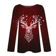 thumbnail image 5 of Hueook Christmas Shirts for Womens Tops Christmas Women's Fashion Tees Casual Round Neck Loose T Shirt Long Sleeve Christmas Print Shirt Multicolor XL, 5 of 6