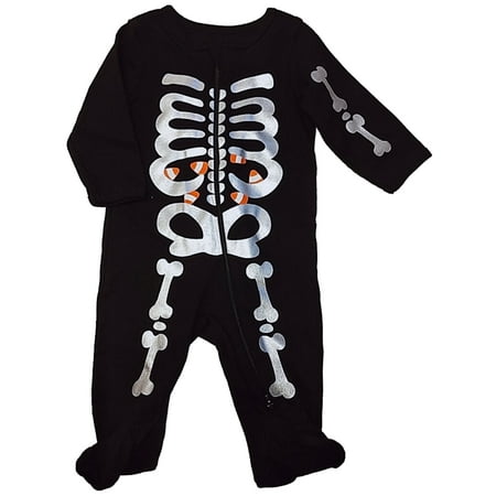 

Way to Celebrate Infant Boys Black & Silver Skeleton Halloween Footie Sleeper Sleep & Play