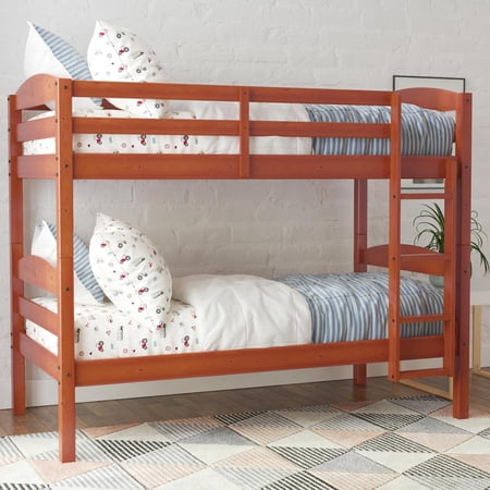 Better Homes & Gardens Leighton Solid Wood Twin-over-Twin Convertible Bunk Bed, Cherry