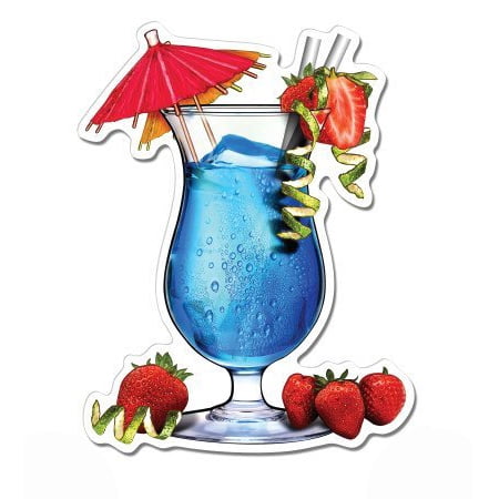 Fruity Tropical Drink Chilled Umbrella - Vinyl Sticker Waterproof Decal Sticker