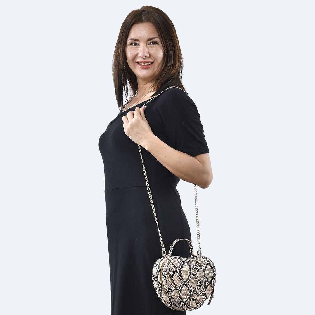 Cute Khaki Multicolor Heart Purse for Women, Faux Leather Heart Shaped Crossbody Bags, Zipper Closure Shoulder Bag Birthday Christmas Gifts