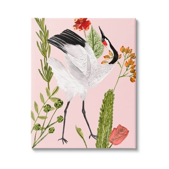 Stupell Industries Tropical Crane Bird Botanicals Graphic Art Gallery Wrapped Canvas Print Wall Art, Design by Melissa Wang