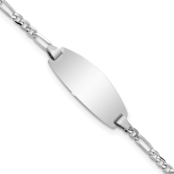 Auriga Fine Jewelry 14K White Gold Oval Figaro Id Bracelet 7inch for Women