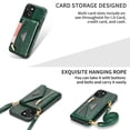 thumbnail image 4 of Dteck Card Holder Wallet Back Case for Apple iPhone 13 6.1-inch,Shockproof Rubber Silicone Bumper PU Leather Card Pocket Hybrid Protective Kickstand Cover with Cross Body Shoulder Strap,Green, 4 of 9