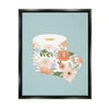Stupell Industries Spring Floral Print Toilet Paper over Blue Jet Black Framed Floating Canvas Wall Art, 24x30, by Loni Harris