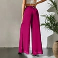 thumbnail image 6 of Women's Straight Pants Fashion Casual Pants, Chiffon Wide Leg Pants Loose Long Trousers for Women, Flowy Dress Pants, Office Casual Wear,Hot Pink,M, 6 of 6