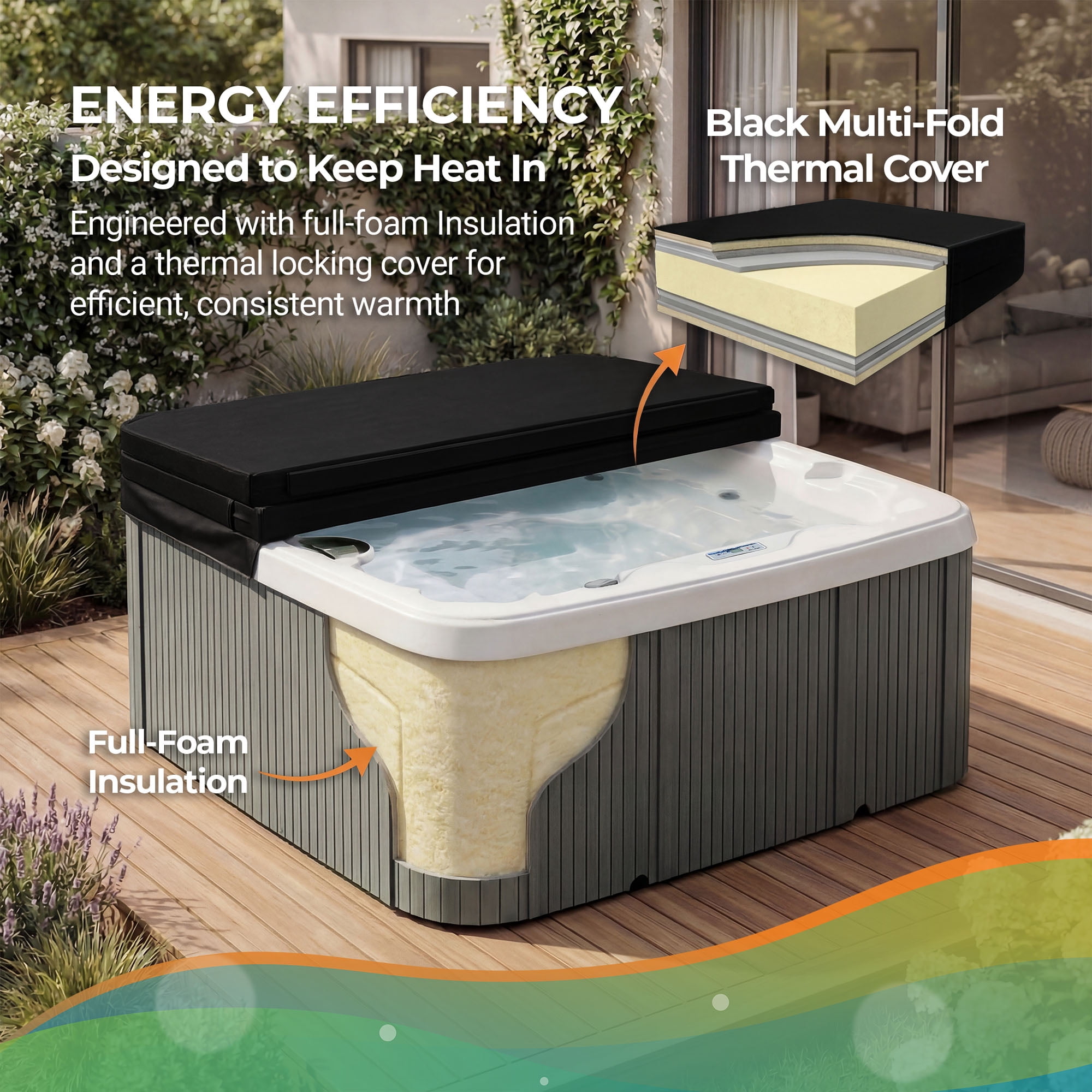 Lifesmart LS450DX, 7-Person, 22-Jet, Plug and Play Spa, Arctic White/Coastal Gray