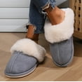 thumbnail image 2 of Women's Memory Foam Slippers - Slip-On Suede Scuff with Foot Arch Pad
 & Faux Fur Lining  Indoor Outdoor House Shoes, 2 of 10