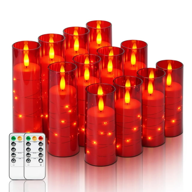 Guirnalda de luces Homemory con guirnalda de velas sin llama, 12 unidades
