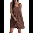 thumbnail image 1 of Vestido de Verano para Mujer con Tirantes, Suelto, de Algodón y , con Falda Acampanada. Marrón L, 1 of 8
