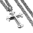 thumbnail image 3 of EOEMY Gold Black Silver Cross Pendant Necklace Stainless Steel Byzantine Chain For Men-Silver-22Inch Or 55Cm, 3 of 4