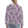 thumbnail image 7 of Fotbe Violets Flowers Pattern Womens Long Sleeve Hoodie, Pullover Hooded Sweatshirt, Kangaroo Pocket Hoodie with Eye-catching Drawstrings-X-Large, 7 of 7