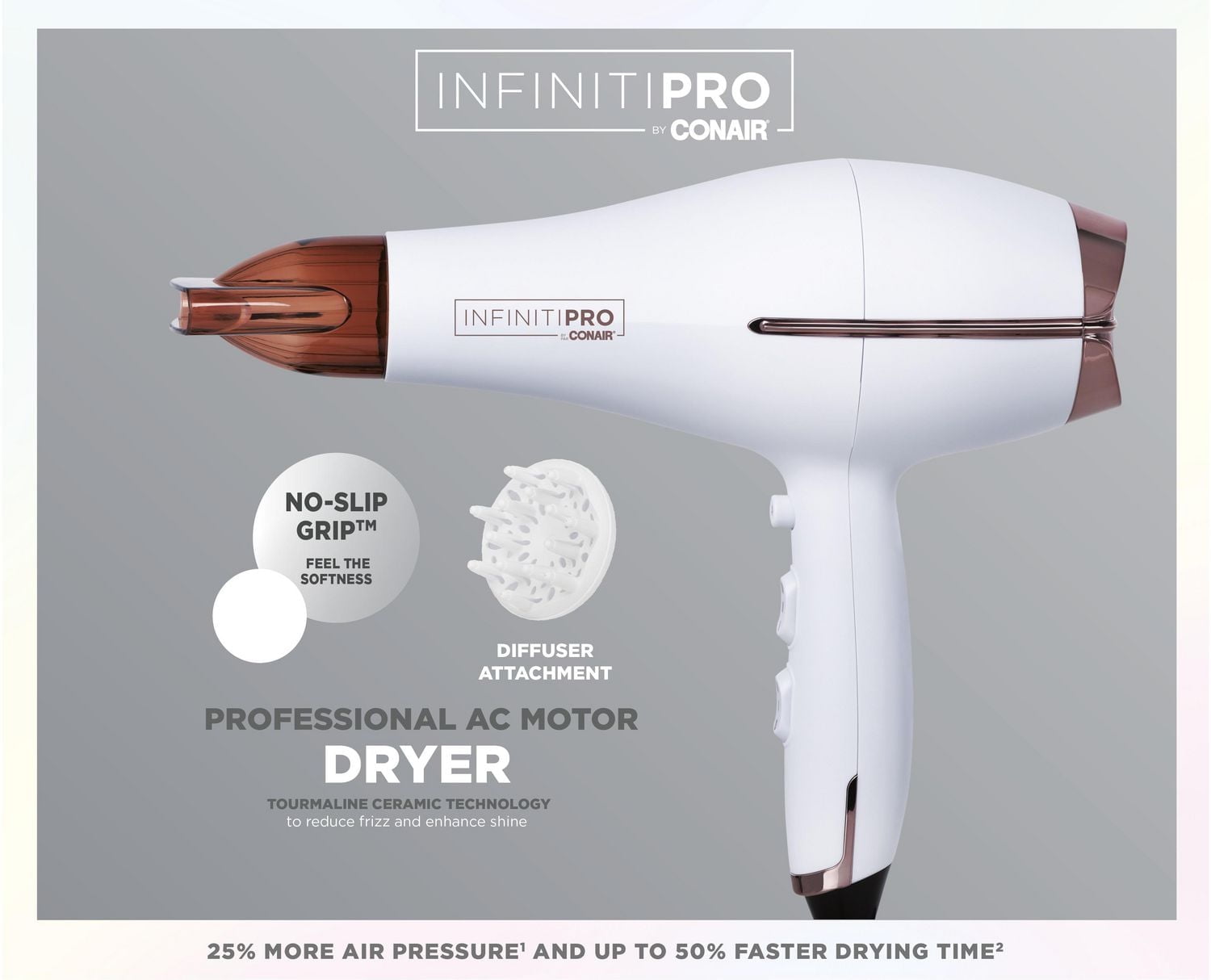 Sèche-cheveux Infinitipro de Conair ®, 1875 Watt, grande taille, céramique de tourmaline, surface douce - cadeaux pour elle Sèche-cheveux