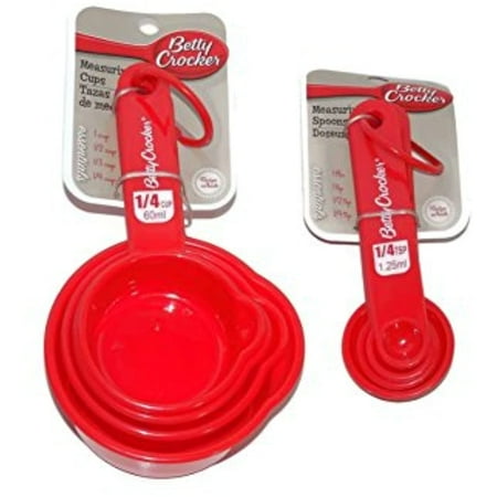 

Betty Crocker Measuring Cups & Spoons Red Plastic 8 PC Set