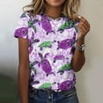 thumbnail image 2 of Women's Dressy Casual Tops for Lady Vintage Tie Dye Ombre Fashion 2024 Round Neck Blouse Comfy Casual Shirts Short Sleeve Loose Fit Flowy Tunic Tops Summer Clothes for Teen Girls Purple T Shirts L, 2 of 5