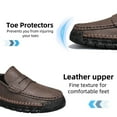 thumbnail image 3 of Men's Leather Loafers Comfortable Casual Slip-On Round Toe Shoes Hand-Stitched Non-Slip Daily Driving Office Walking Shoes Brown 8.5 US, 3 of 7