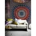 thumbnail image 2 of Bless International Indian hippie Bohemian Psychedelic Golden Blue Peacock Mandala Wall hanging Bedding Tapestry (Golden Blue, Medium (54x60Inches)(137x152cms)), 2 of 5