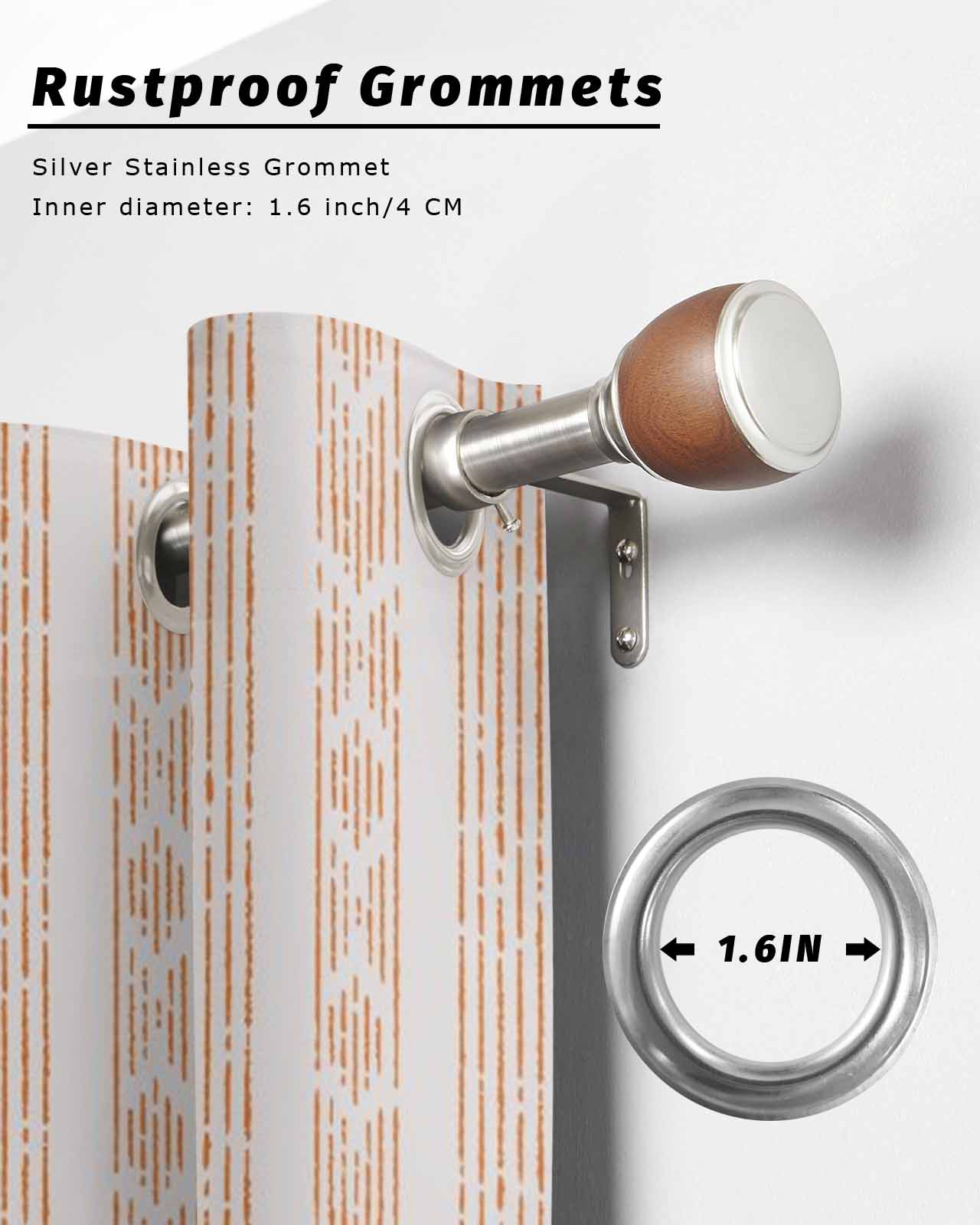 Orange Stripe Outdoor Curtains for Patio, Modern Abstract Art Vertical Stripes Beige Privacy Drapes Grommet Waterproof Outside Curtains for Porch/Cabana/Balcony 54"x 108", 2 Panel